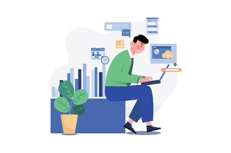 Premium Vector Man Working On Laptop Illustration Concept