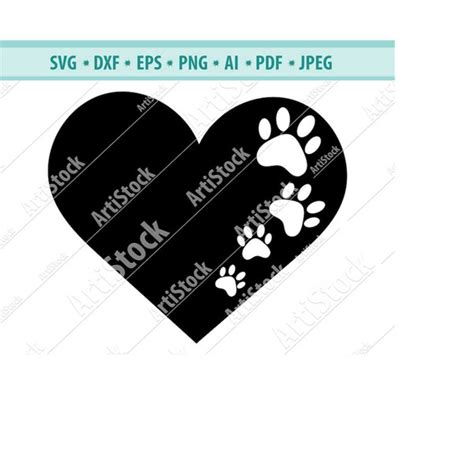 Dog Paw Heart SVG, Paw Print SVG, Dog SVG, Digital Cut File - Inspire ...