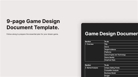 9 Page Game Design Document Template