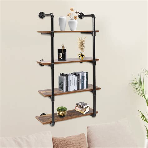 Miumaeov 4 Tier Wall Mounted Wine Racks Industrial Pipe Steampunk Real