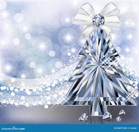 Diamond Christmas Tree Invitation Card Stock Vector - Illustration of