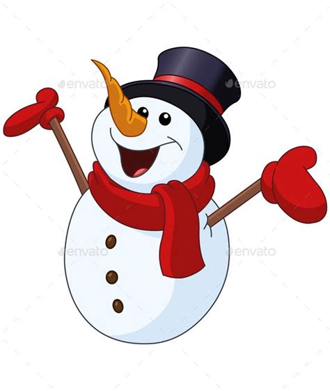 Snowman Raising Arms | Snowman cartoon, Snowmen pictures, Snowman