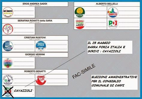 IL 25 MAGGIO SCHEDA AZZURRA PER CONSIGLIO COMUNALE DI CARPI VOTA