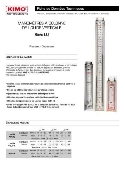 Manom Tres Colonne De Liquide Verticale S Rie Kimo