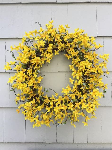 Natural Style Yellow Forsythia Wreath For Easter Spring Etsy