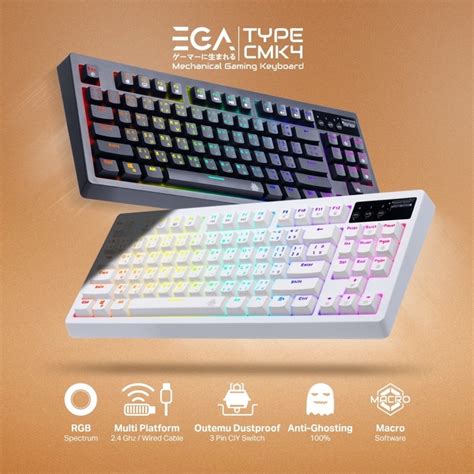 EGA TYPE CMK4 คยบอรดเกมมง TKL Hot Swap Full RGB เชอมตอ Wireless 2 4G สาย ประกน 2 ป