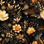 black gold seamless floral art  stock photo public domain pictures