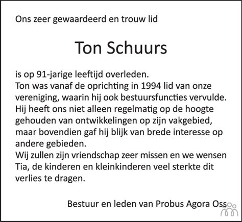 Ton Antonius Hermanus Wilhelmus Maria Schuurs 10 01 2022