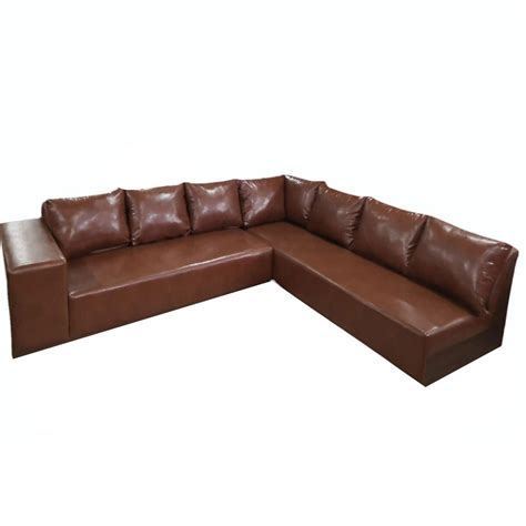 Seater Wooden Brown L Shape Leather Sofa Set Without Lounger At Rs