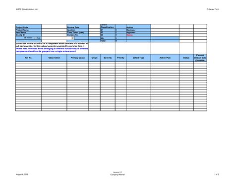 Excel Template Review Form Excel Template Xls Flevy