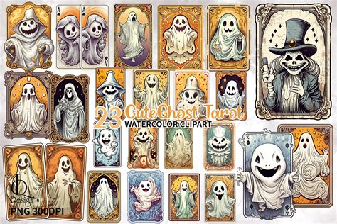 Cute Ghost Tarot Collection Sublimation Graphic By Lq Design Creative