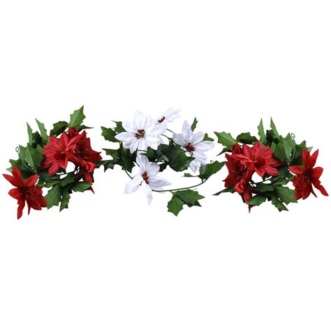 Christmas Polyester Poinsettia Garland, 6-feet, 3-piece - Etsy