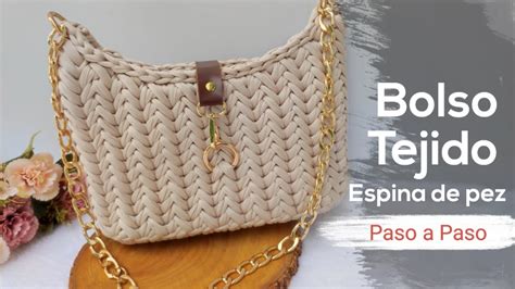 Bolso Tejido En Trapillo Punto Espina De Pez Paso A Paso