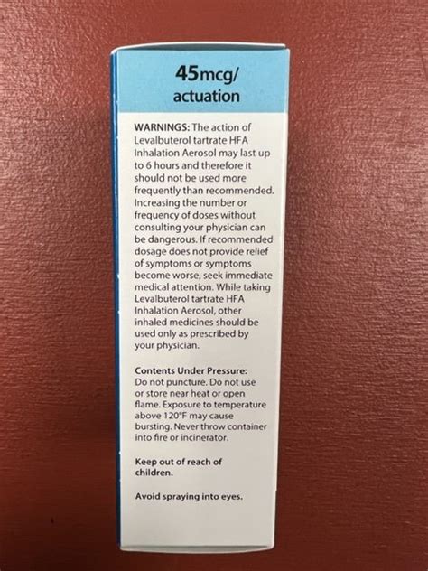 Rx Item Levalbuterol Generic Xopenex Hfa 45mcg Inhaler 15gm By Teva