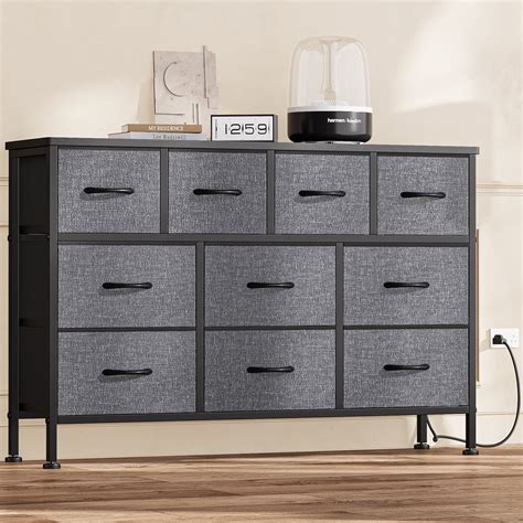 GIKPAL Dresser TV Stand 10 Drawer Dresser For Bedroom With Power