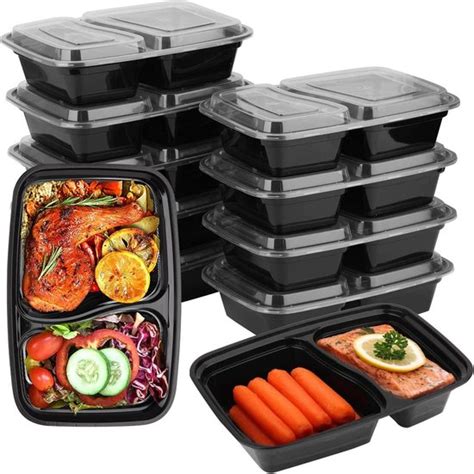 12 Stuks 2 Voudige Maalprep Dozen 1000 Ml Herbruikbaar Lunchbox Voedselopbergdozen Bol