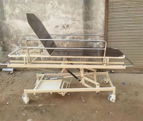 Silver Mild Steel Patient Stretcher Trolley For Hospital Size