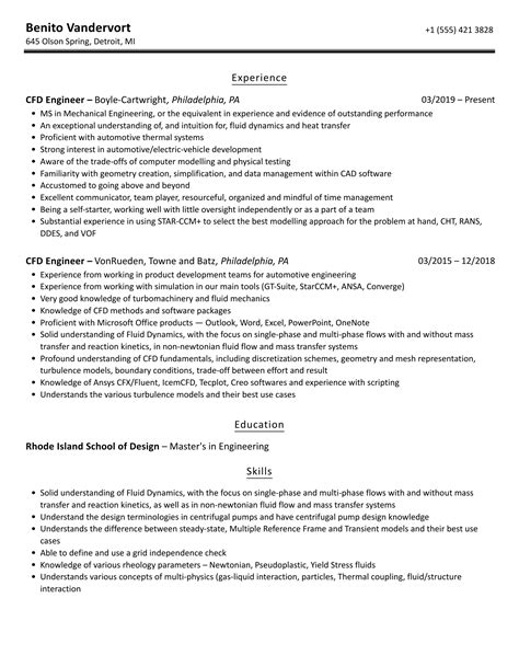 Cfd Engineer Resume Samples Velvet Jobs