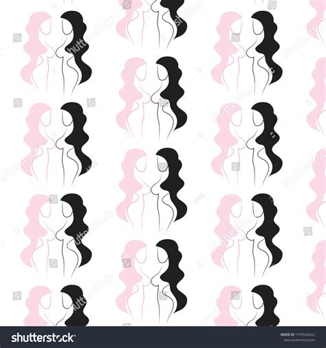 Nude Girl Long Hair Pattern Background Stock Vector Royalty Free
