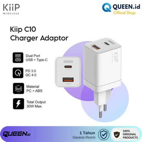 Jual KiiP Wireless C10 Charger Adaptor 30W 3A DUAL PORT USB TYPE C