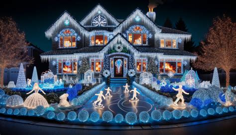 A House Decorated with Snow Themed Christmas Lights - FREE Image ...