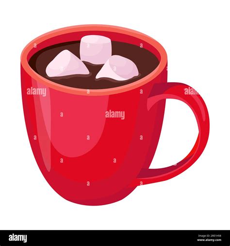 A Cup Of Hot Cocoa With Marshmallows Vector Illustration Stock Vector Image Art Alamy