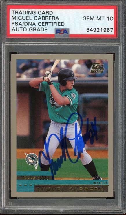 Miguel Cabrera Signed 2000 Topps Traded Rookie Card Auto Graded Gem