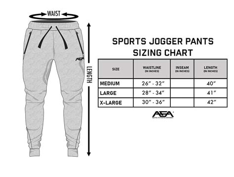 Awtsu Fitness Apparel Sports Jogger Pants Sizing Chart