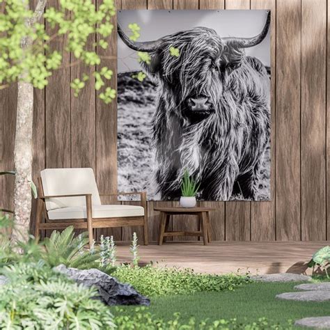 Gards Tuinposter Schotse Hooglander Koe Zwart Wit X Cm