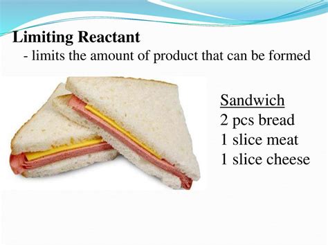 Limiting Reactant Sandwich 2 Pcs Bread 1 Slice Meat 1 Slice Cheese