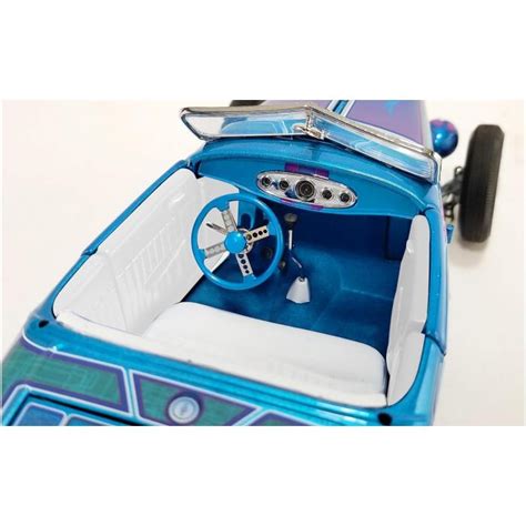 ACME A Ford Roadster Hot Rod Blue Metallic With Flames Scale