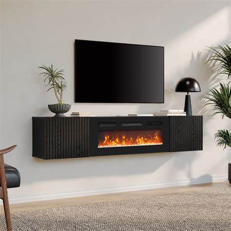 floating tv stand with fireplace 11