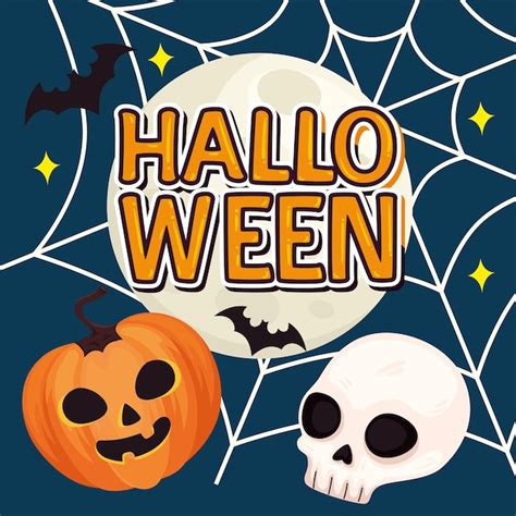 Letras de halloween con telaraña Vector Premium