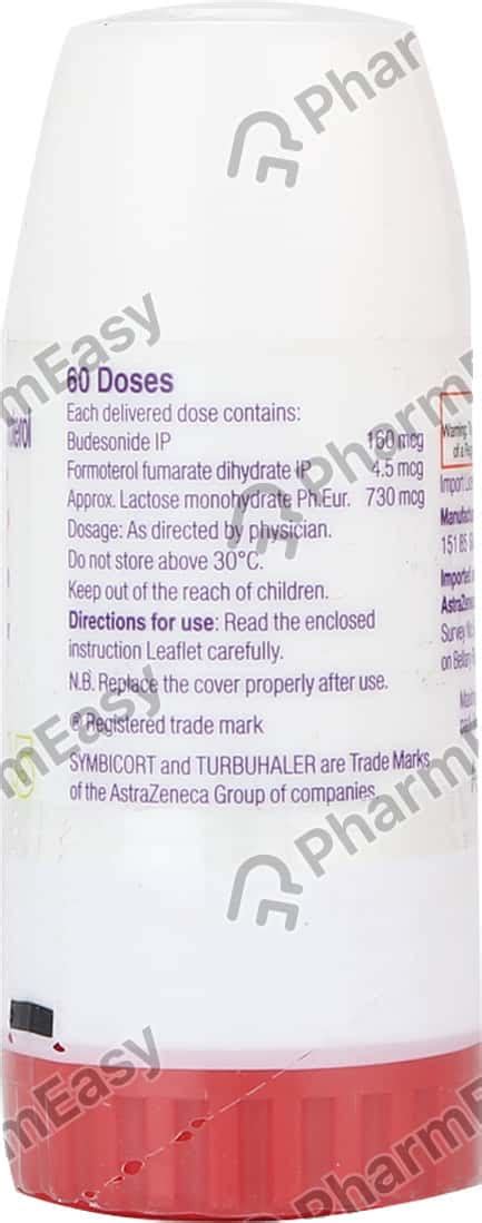 Symbicort 160 4 5mcg Box Of 60md Turbuhaler Uses Side Effects Price