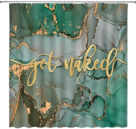 Green Marble Shower Curtain Abstract Marble Gold Veins Texture Emerald