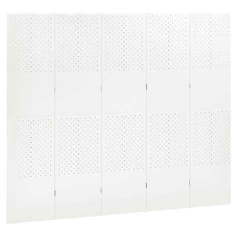 Cloison de séparation Zerodis 5 panneaux Blanc 200x180 cm Acier HB042