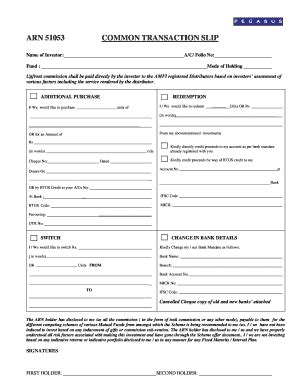 Fillable Online Pegasusadvisory Co Common Transaction Slip Pegasus