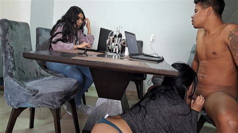 This Horny Slut Hides Under The Table To Suck My Dick She Loves My Bbc