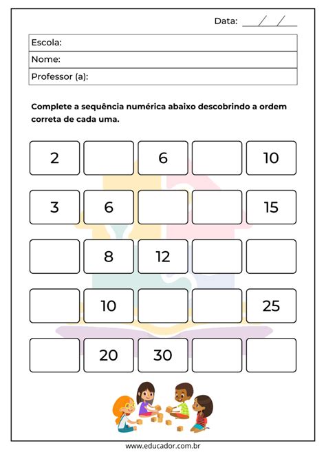 Atividades de sequência numérica para 2º ano - Educador