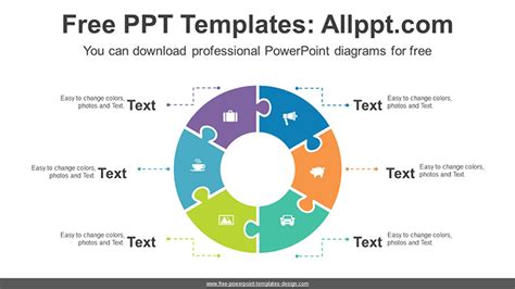 6-Piece Doughnut Puzzle PowerPoint Diagram Template for free