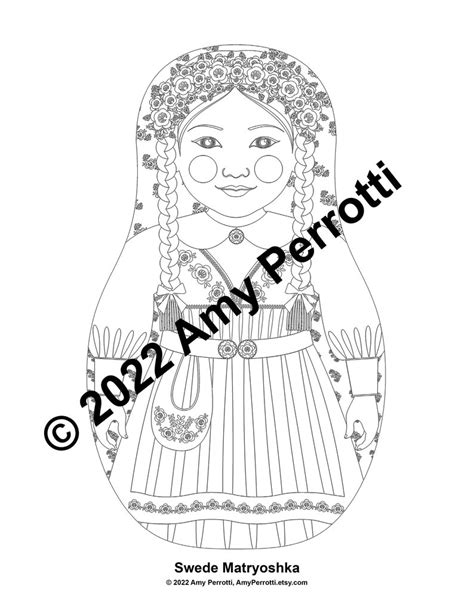 Swede Coloring Sheet Printable File Traditional Folk Dress Etsy