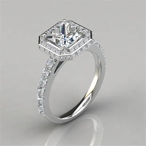 Two-sided Cathedral Princess Halo Engagement Ring