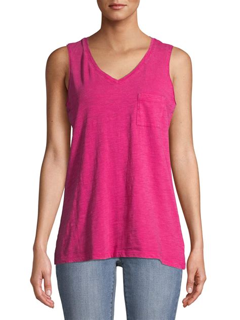 Time And Tru Time And Tru Womens Mineral Wash Pocket Tank Top