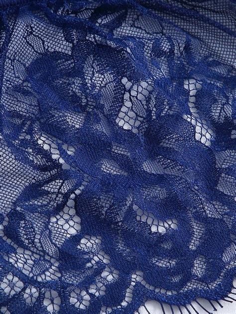 Eyelash Lace Underwire Garter Lingerie Set With Pair Stocking Shein Usa