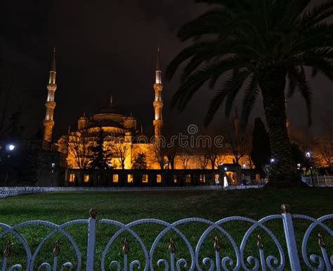 A Night Shot of the Blue Mosque in Istanbul Stock Photo - Image of ...