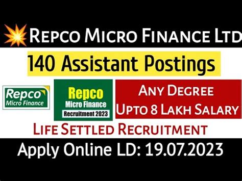 Repco Micro Finance Recruitment 2023 140 Assistant Postings