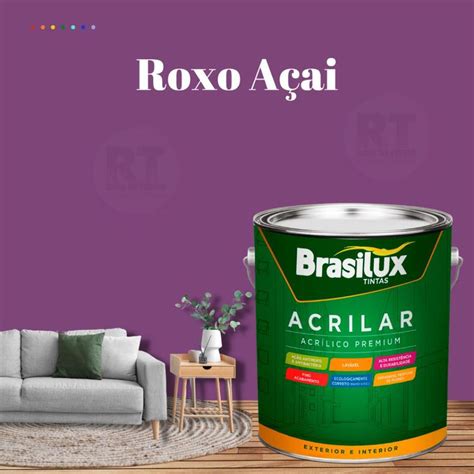 Tinta De Parede Brasilux Acrilar Cor Roxo Fosca Lav Vel Antimofo