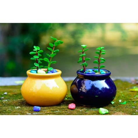 Lyallpur Stores Ceramic Pots For Plants Matka Shape Small Size