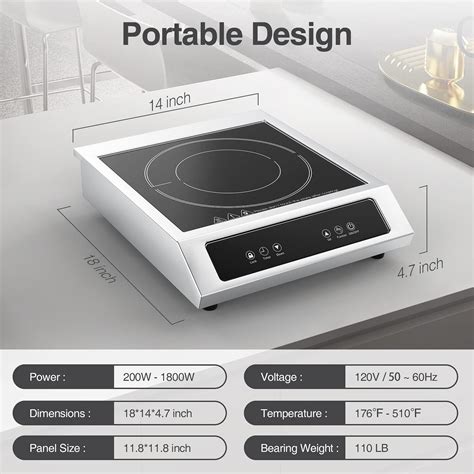 Buy Portable Induction Cooktop Hot Plate Electric Burners For Cooking 1800W 9 Temp Levels 3