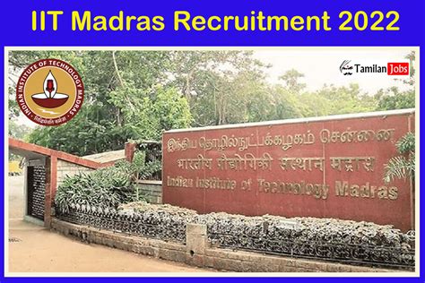 IIT Madras Recruitment 2022 Apply Project Associate Posts